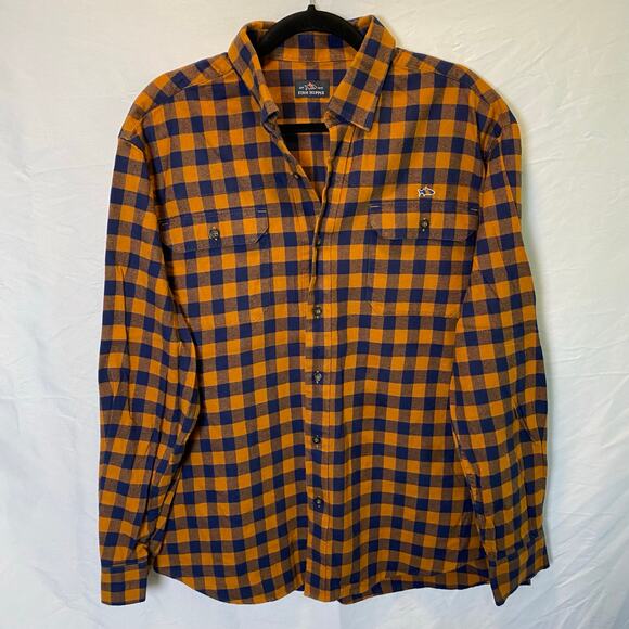 Fish Hippie Men's Buffalo Plaid Flannel Button Down Shirt Size Large Cotton - Picture 1 of 9